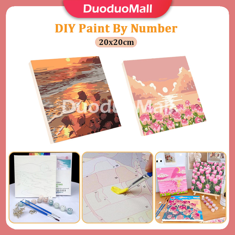 

Paint By Number 20x20cm / Lukisan Kanvas DIY Digital / DIY Painting Kit Canvas