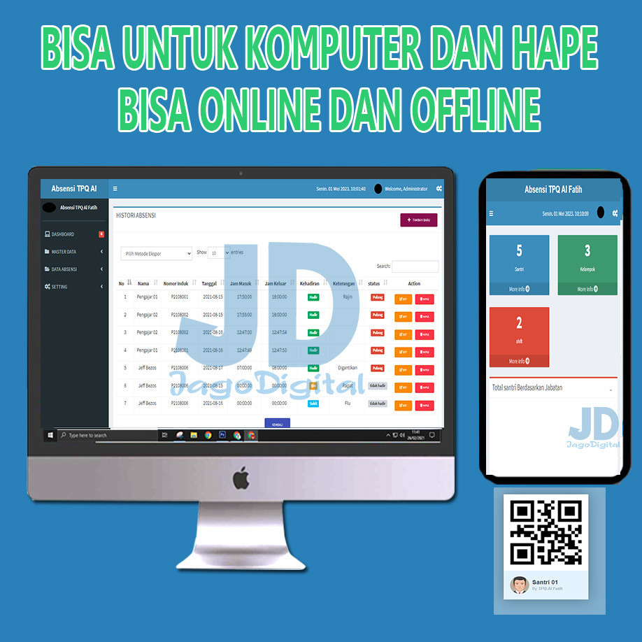 Aplikasi Absensi Pegawai atau siswa guru berbasis scan qrcode  Berbasis web php