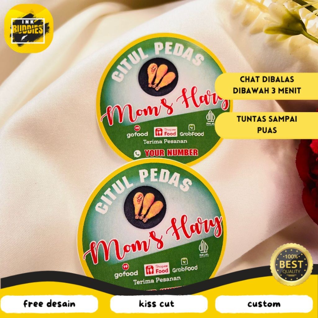 

INB 5-8 Stiker Chromo Umkm Cireng Cilok Cibay Sticker Bentuk Bulat Free Desain Label Uk.Sedang Logo