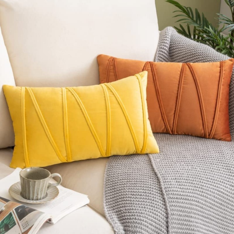 

Velvet Fall Pillow Covers Mustard Yellow Throw Pillow Covers Decorative Pillow Covers Cushion Case Cozy Modern Fall Decor Pillow