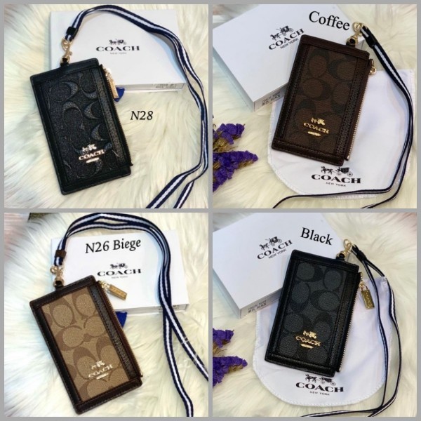 

Coachh Signature zip gantungan ID Card holder lanyard Premium smc