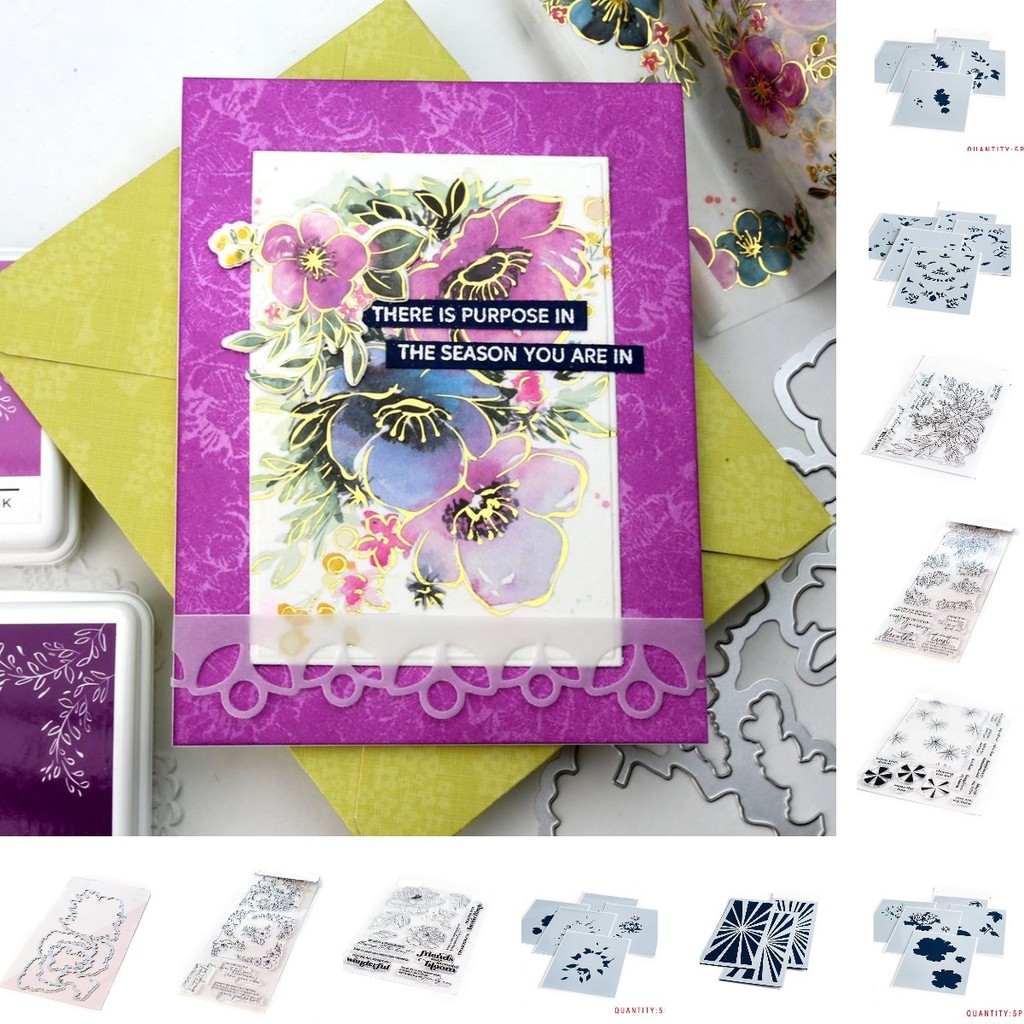 

Flower Artistic Conception Metal Cutting Dies and Silicone Stamps Stencil DIY Scrapbooking Paper Handmade Album Gift for 2021