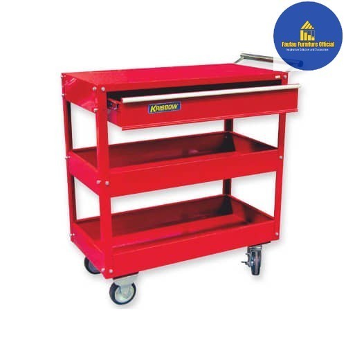 BEST QUALITY Troli Perkakas/Rak Perlengkapan Bengkel Dengan Tray 74x38x67 Cm_Merah