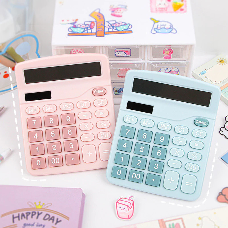 

GROSIRJUJUR Kalkulator Digital 12 Bit Electronic Calculator Baterai dan Energi Surya Caclulator