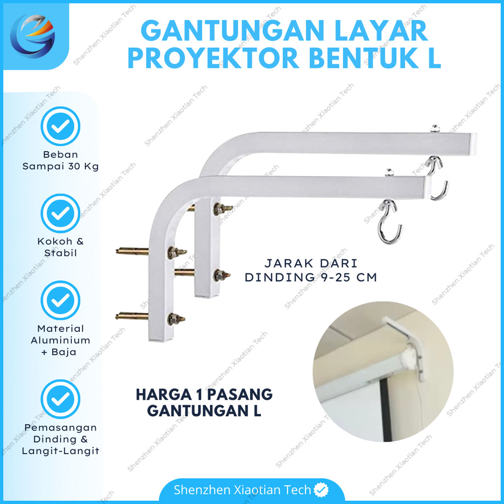 Bracket Gantung Layar Proyektor Bentuk L | Bracket Layar Proyektor Dinding | Bracket Layar Proyektor
