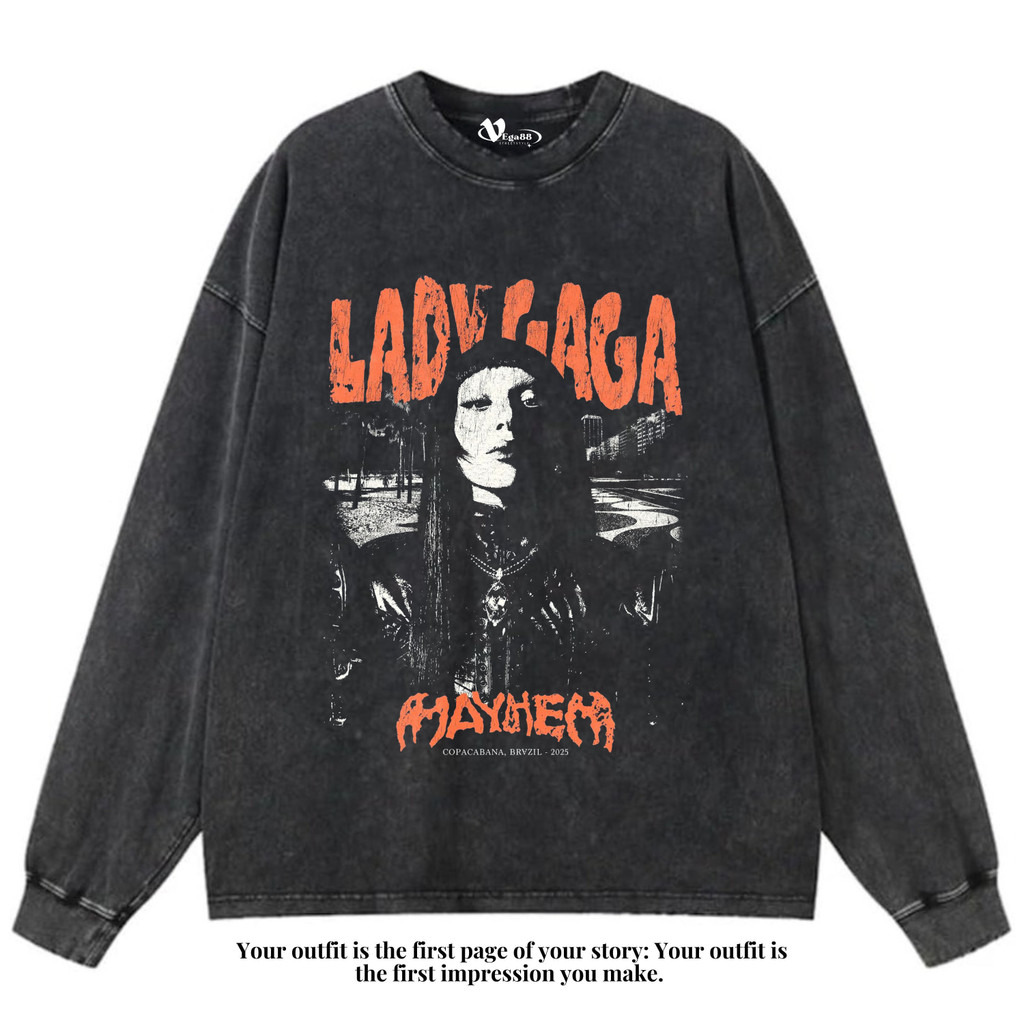 VEGA88 *lady gaga mayhem world tour best concert* Kaos oversize longsleeve | t-shirt oversized | kao