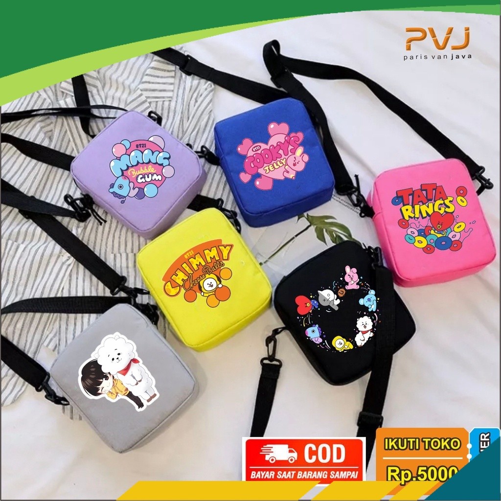 Tas Selempang BTS BT21 Korea Kekinian Tas Anak Remaja Dan Dewasa Tas Hp BTS Fashion Kids 11 A5