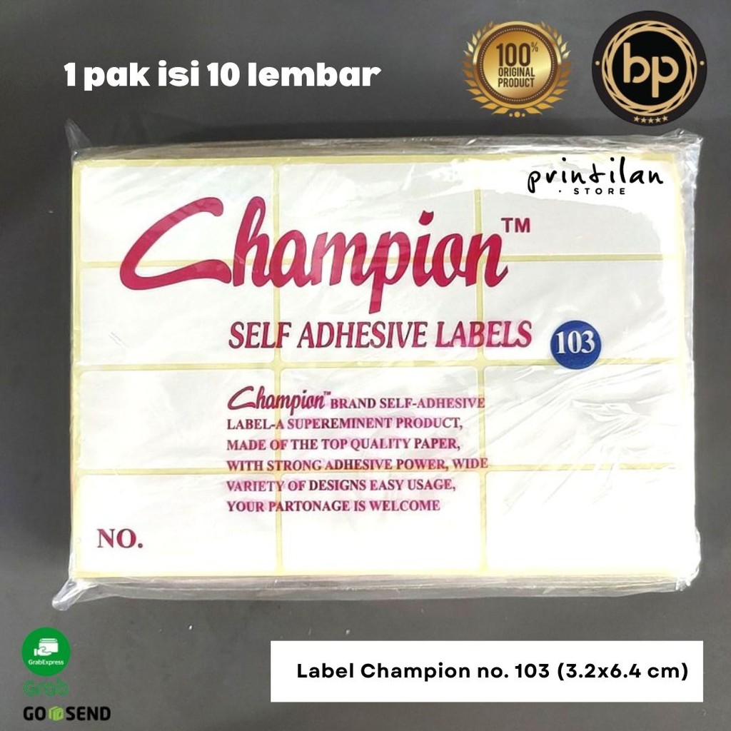 

LABEL UNDANGAN CHAMPION NO 103 Original Pabrik - Isi 10 Lembar