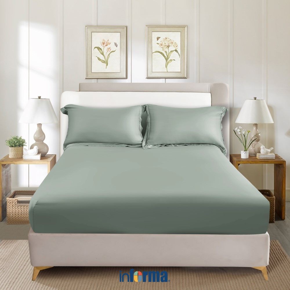 Informa Seprai 480 Tc Fitted A Sage - Tencel Lyocell Sprei Seprai Aesthetic Seprei Sheet Set Bed She