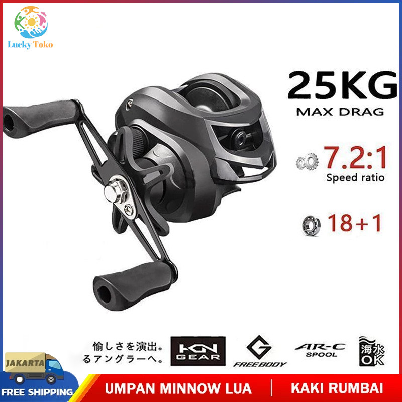 Caldari Fishing Reel Fishing Rod Set Pancing BC Reel 7.2:1 Metal Fishing Reel Max Drag 8kg Sistem 1s