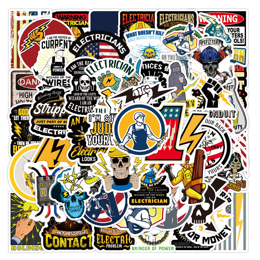 

10/30/50pcs/pack Electrician Cool Graffiti Stickers Luggage Skateboard Bike Laptop Waterproof Sticker Car Styling Decal Kid Toy