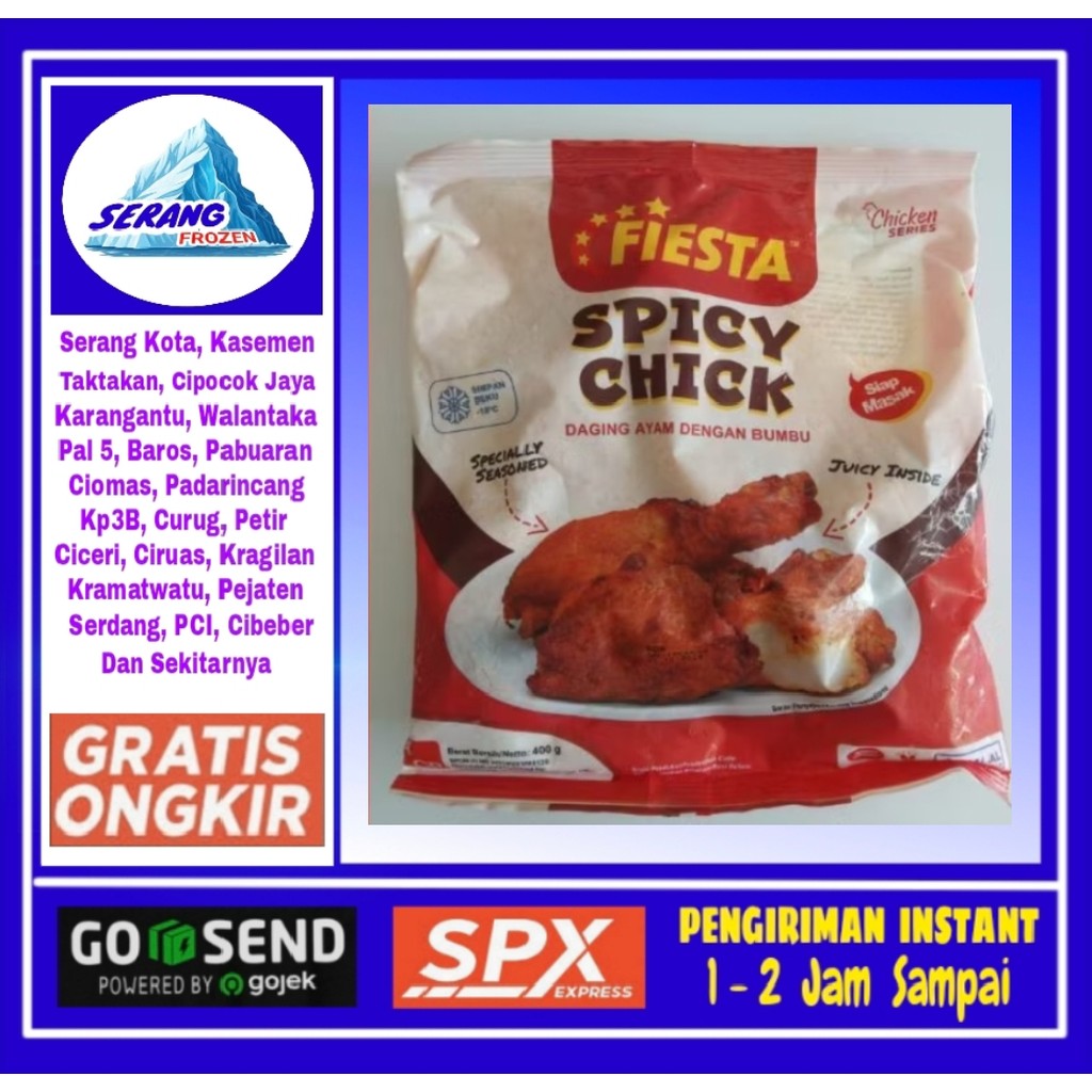 

Daging Ayam,Fiesta Spicy Chik 400g,Ayam Pedas,Ayam Bumbu,Serang Frozen