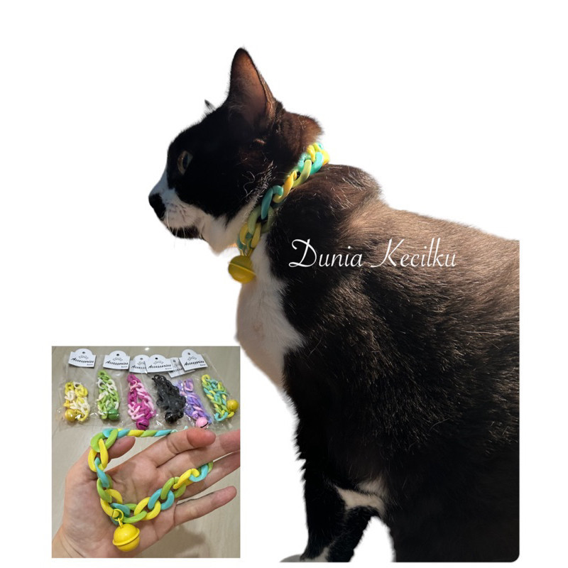 Kalung Kucing & Anjing Kecil Rantai Plastik Jumbo Lonceng Besar