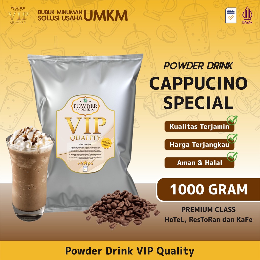 

Bubuk Minuman Kekinian Boba Instan Powder Drink VIP Rasa Capucino Special 1 Kg