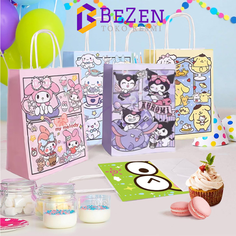 

BZ paper bag goodie bag tas kado hadiah hampers acara pesta ulang tahun motif sanrio cinnamoroll kuromi melody pompompurin