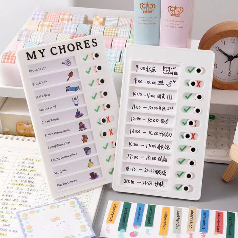 

1PCS Reusable My Chores Checklist Daily Planner Memo DIY Plastic Board Chore Chart Responsibility Behavior for Kid Self-discipli