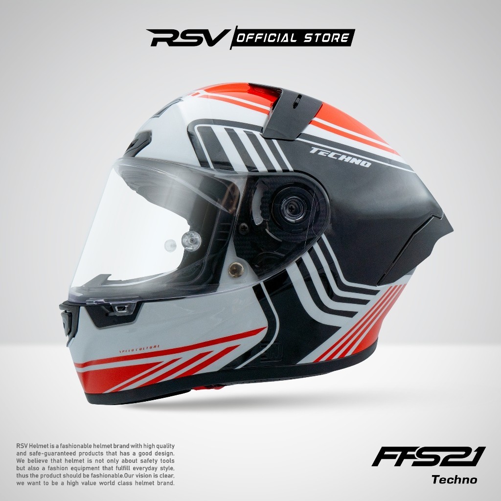 FFS21 Motif TECHNO GLOSSY ( HELM FULLFACE RSV HELMET - SNI DOT ECE - RACING MODERN )