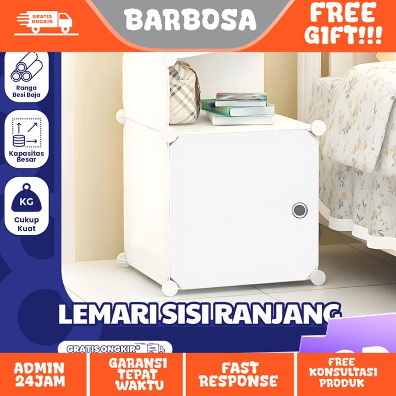 Rak Nakas Plastik Sisi Ranjang Kabinet Minimalis Motif Lucu Lemari Mini Putih Meja Nakas Minimalis