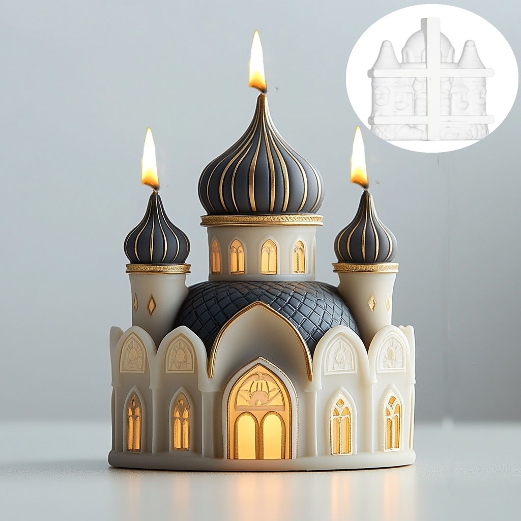 

DIY Castle shaped Candle Silicone Mold House Candle Mould European style Villa Dome House Castle Resin Concrete Gypsum Molds