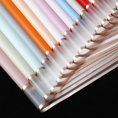 

Flower Wrapping Paper Transparent Gold Frame Cellophane Double List Kertas Bunga Waterproof KB085