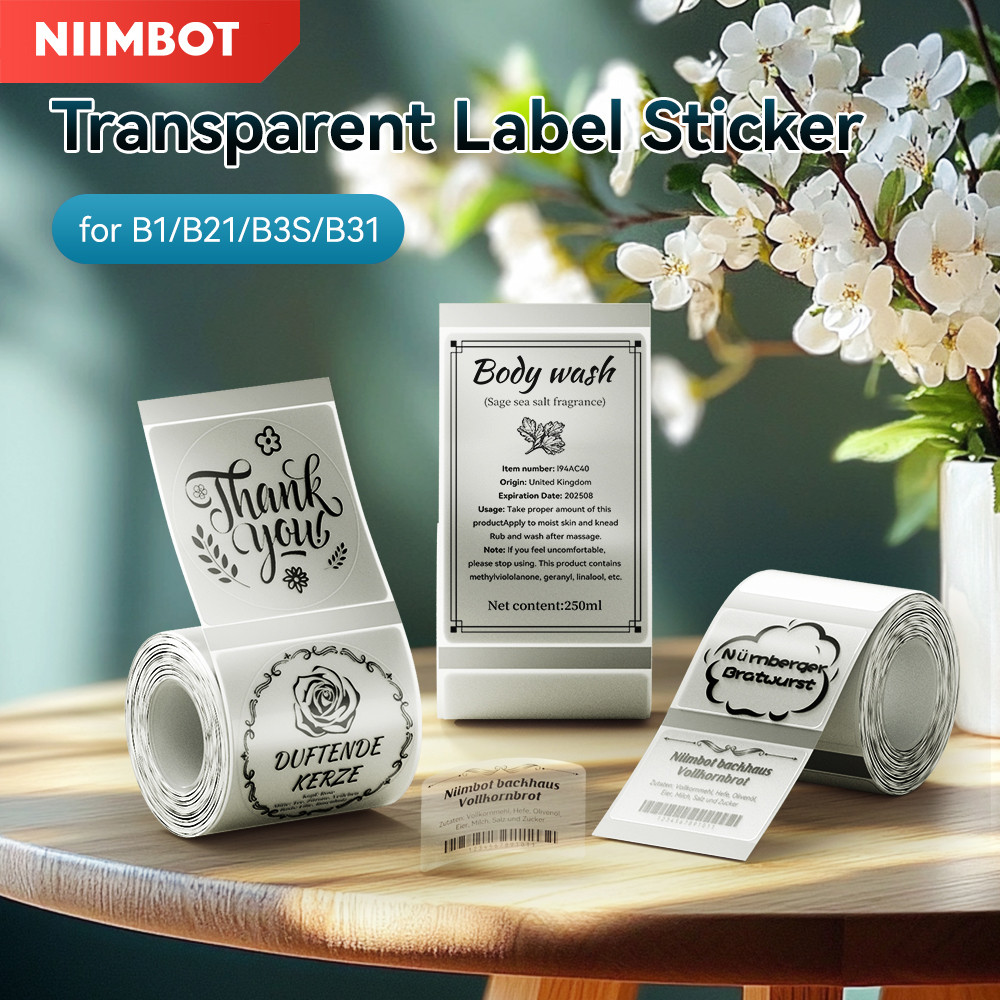 

Thermal Transparent Label Sticker for NiiMbot B1/B21/B3S/B31 Printer Anti-Oil Waterproof Tear-Resistant Label Paper