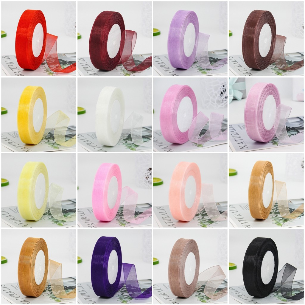 

50Yards/Roll organza lace ribbon 15/20/25/40mm wedding organza ribbon for wholesale, Handmade, Birthday party, gift,decorate,DIY