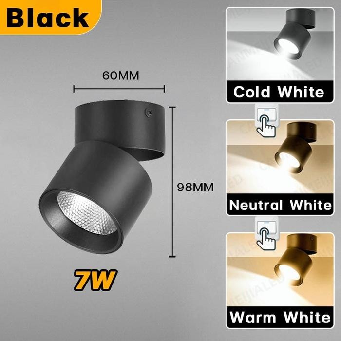 Lampu LED Sorot Foldable Downlight 3 Warna Spotlight Adjustable Lampu Hias Ruang Tamu Super Terang L