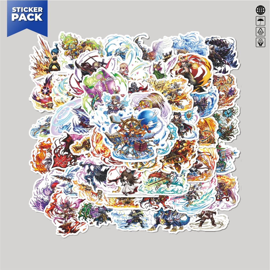 

[100PCS]Stiker Pack Stiker Game Series Brave Frontier Karakter Mix 7 Aesthetic Vinyl Anti Air Dekorasi Sticker Laptop Buku Journal Koper Helm Casing HP Gitar Helm Skateboard