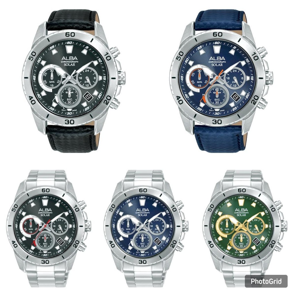 Alba chronograph Solar Power AZ50 Original Jam tangan pria batrai solar original Watches