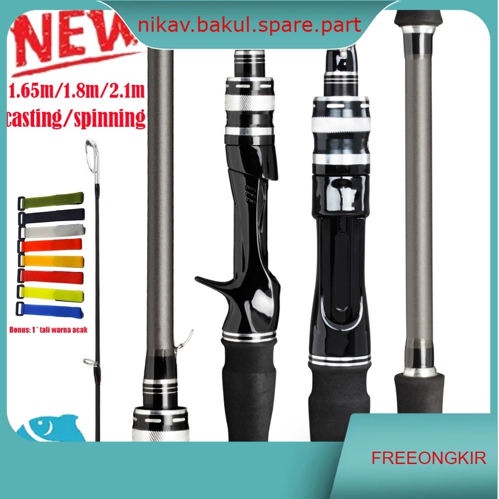 FISHING joran pancing 2 bagian spinning/casting 1.65m/1.8m/2.1m M/ML joran Joran Pancing Carbon Sute