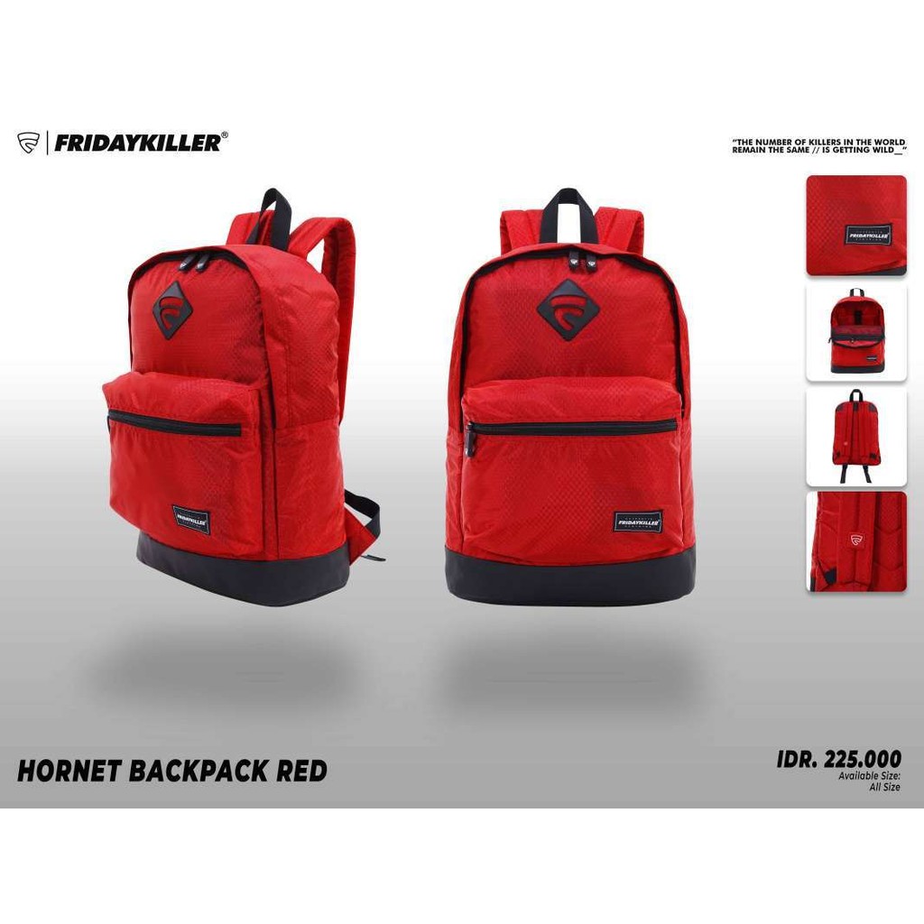 TAS PUNGGUNG RANSEL MERAH SIMPEL POLOS FRIDAY KILLER | HORNET BP RED