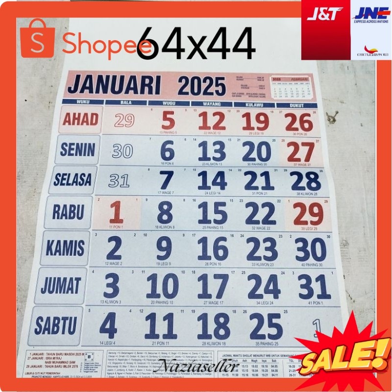 

NZS Kalender Almanak Dinding 2025 Besar Isi 12 Lembar Ukur 38x53 Cm COD