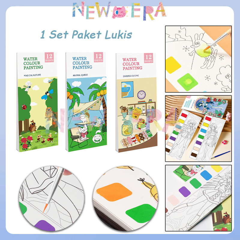 

1 Set Paket Lukis / Paket Melukis Anak / Diy Watercolor Book / Watercolor Paint Buku Gambar Lukis Anak Cat Air