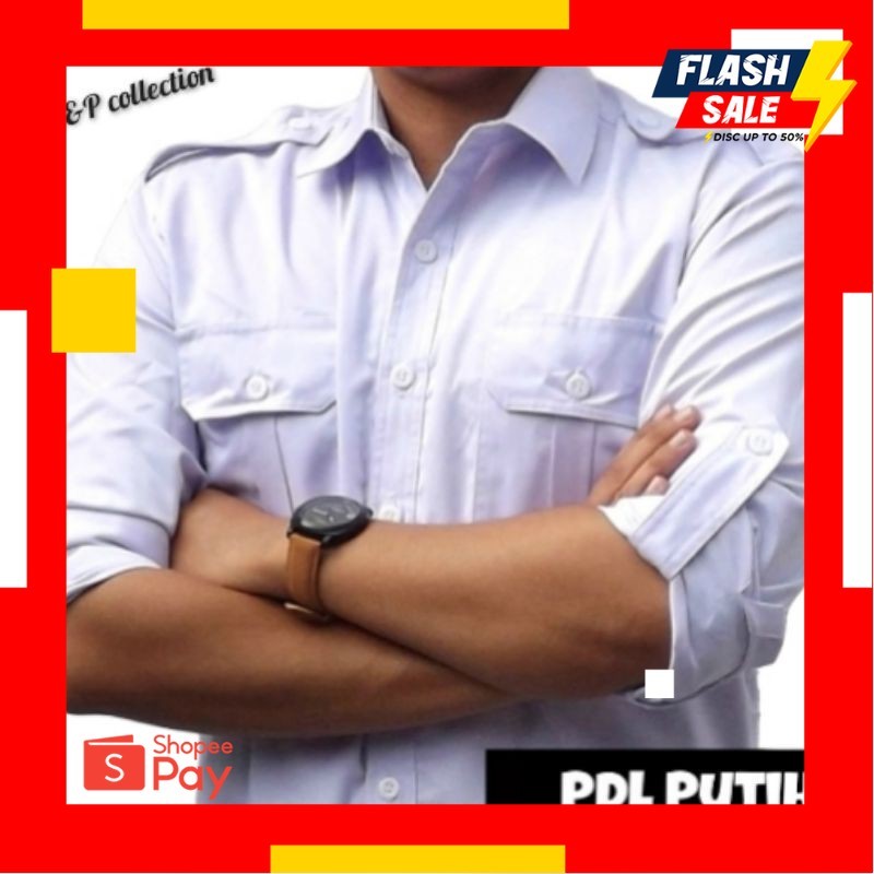 A10.10 |   Enzino Seragam PDH Lengan Panjang , Baju Seragam PDL Pria Lengan Panjang , Kemeja PDL Put