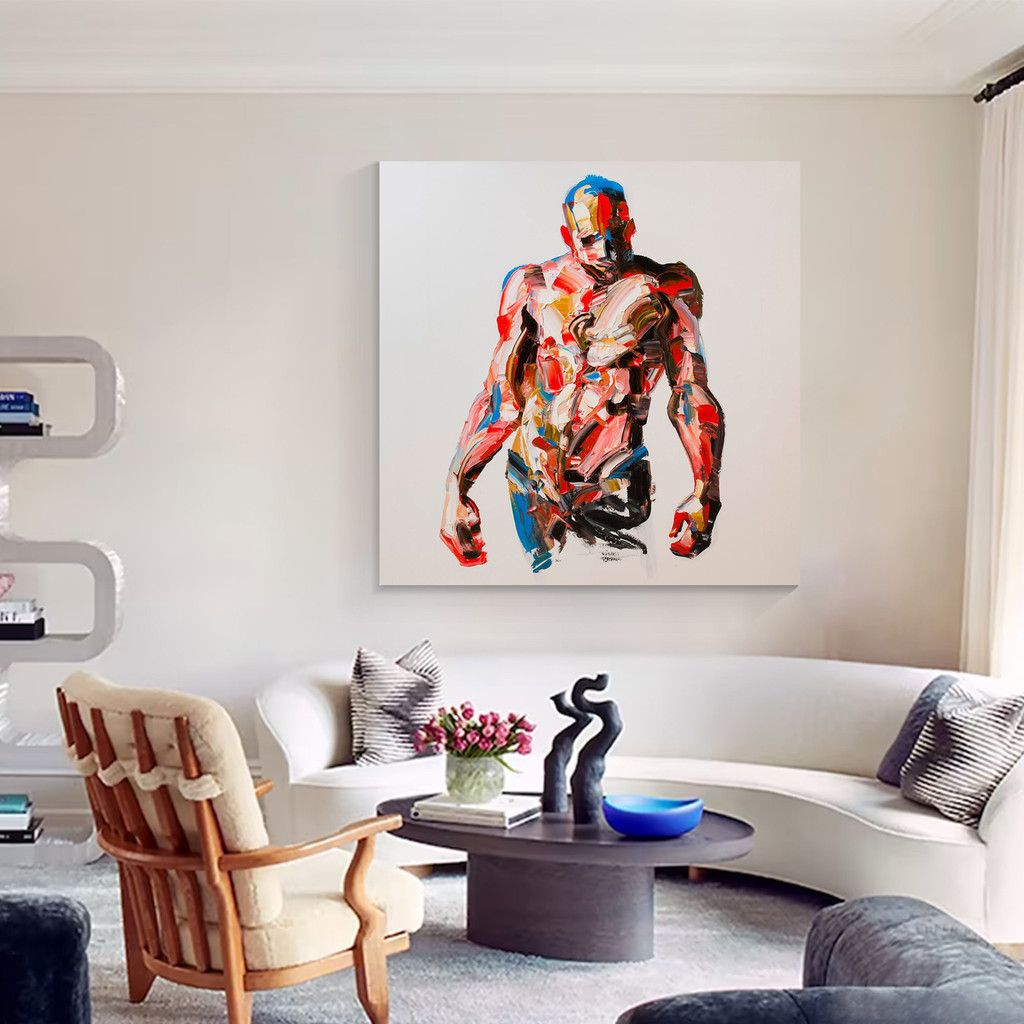 

Modern Abstract Palette Knife Figure Acrylic Painting Expressionist Art Heavy Texture Colorful Impasto canvas decoration salon