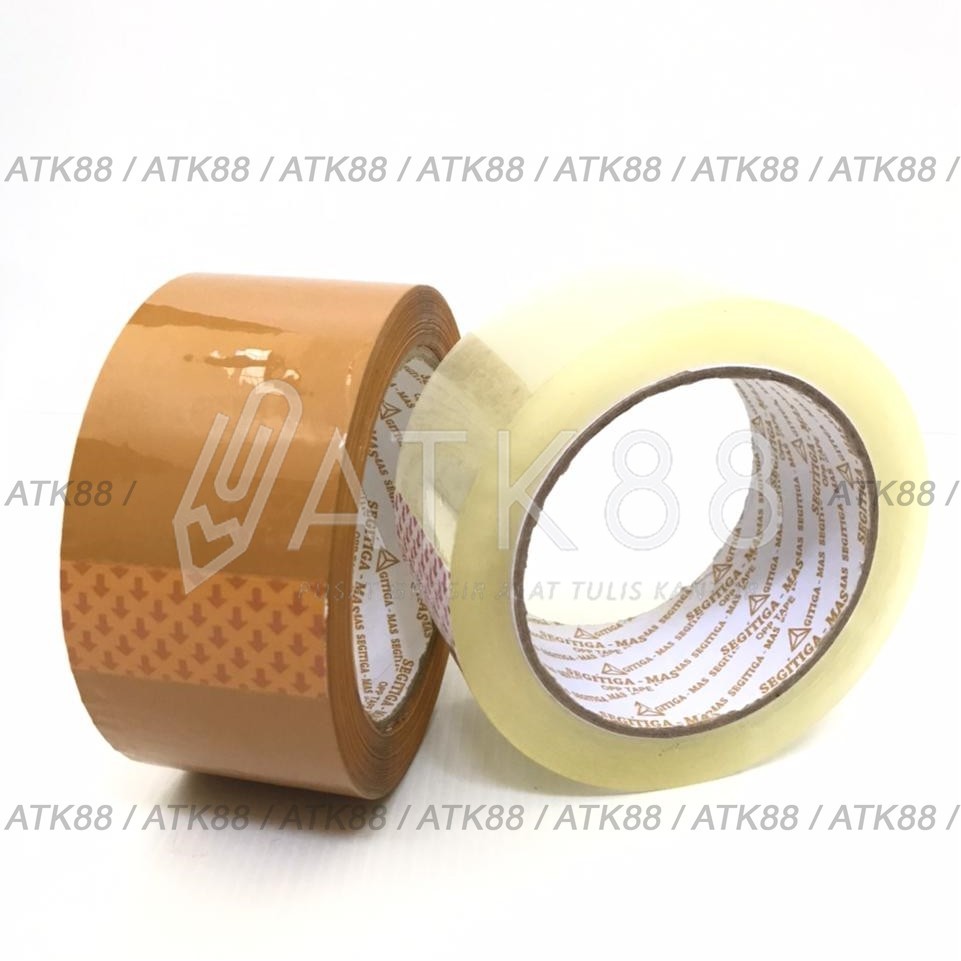 

OPP Packaging Tape / Lakban Bening - Coklat Segitiga Mas 48 mm x 100 M