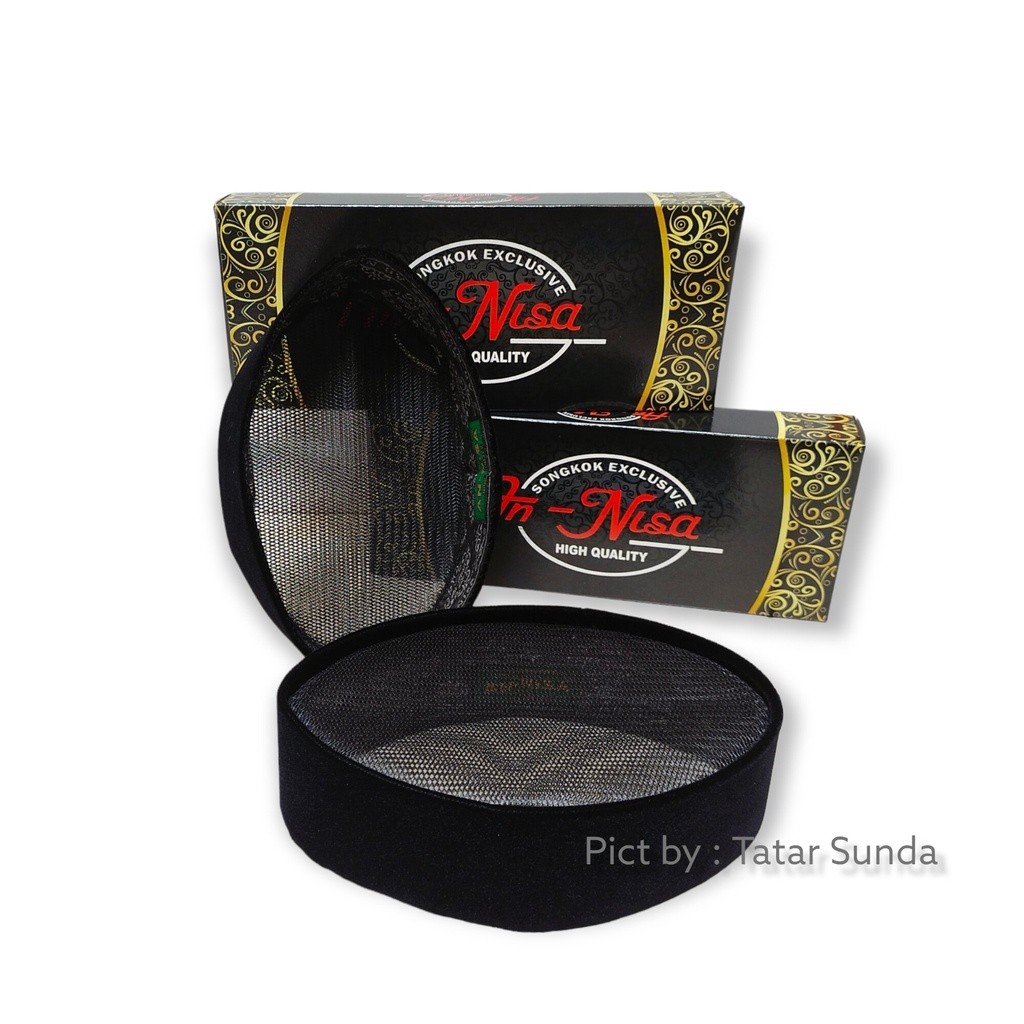 Songkok Hitam Pria Motif FULL AC An-Nisa Tinggi 6.7.8.9.10 Cm Songkok Hitam Laki-Laki