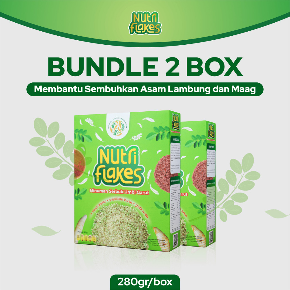 

Nutriflakes Sereal Umbi Garut Asam Lambung Meredakan Maag Paket 2 Box