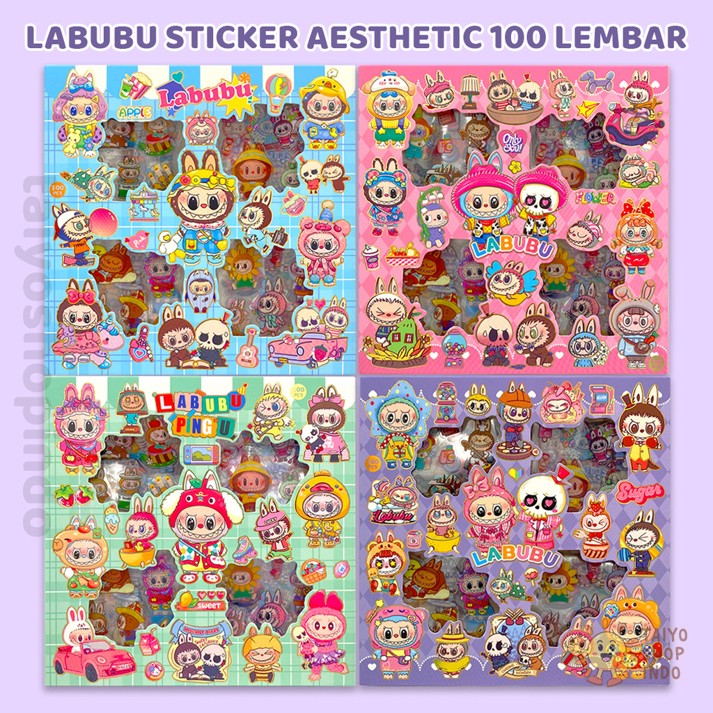 

TAIYO Labubu Sticker Aesthetic 2D Pack Isi 100 pcs Karakter Sanrio Labubu Korea Waterproof Deco