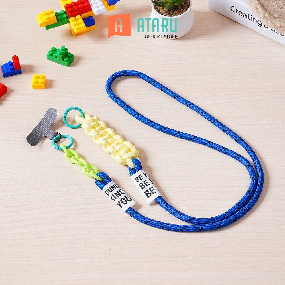 

Ataru Fashion Lanyard Color Block Strap - Biru/Kuning Tali Leher Name Tag Id Card Kartu Akses Gantungan Tanda Pengenal Tali Gantungan Hp