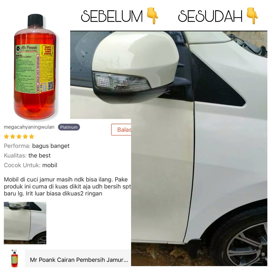 Mr Poank Cairan Pembersih Jamur Kaca Dan Body Mobil Terbaik Paling Ampuh Garansi Efek Daun Talas 500