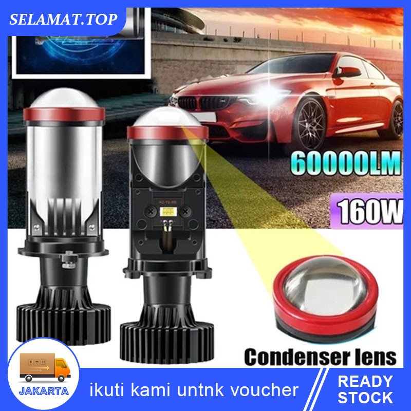 Lampu Led Mobil Dan Motor H4 Mini PJECTOR PROJIE Y7D SUPER BRIGHT 50 Watt Biled / Mini Projie Y7D H4
