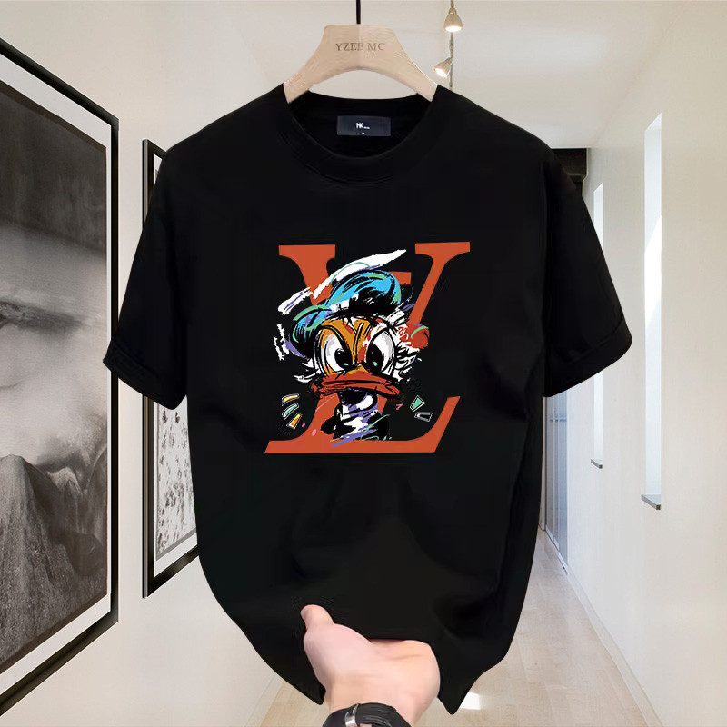 Outlets LV Duck Louis Vuitton 100% Cotton Heavyweight Kaos Boxy Fit T Shirt Pria Wanita Graphic Tee 