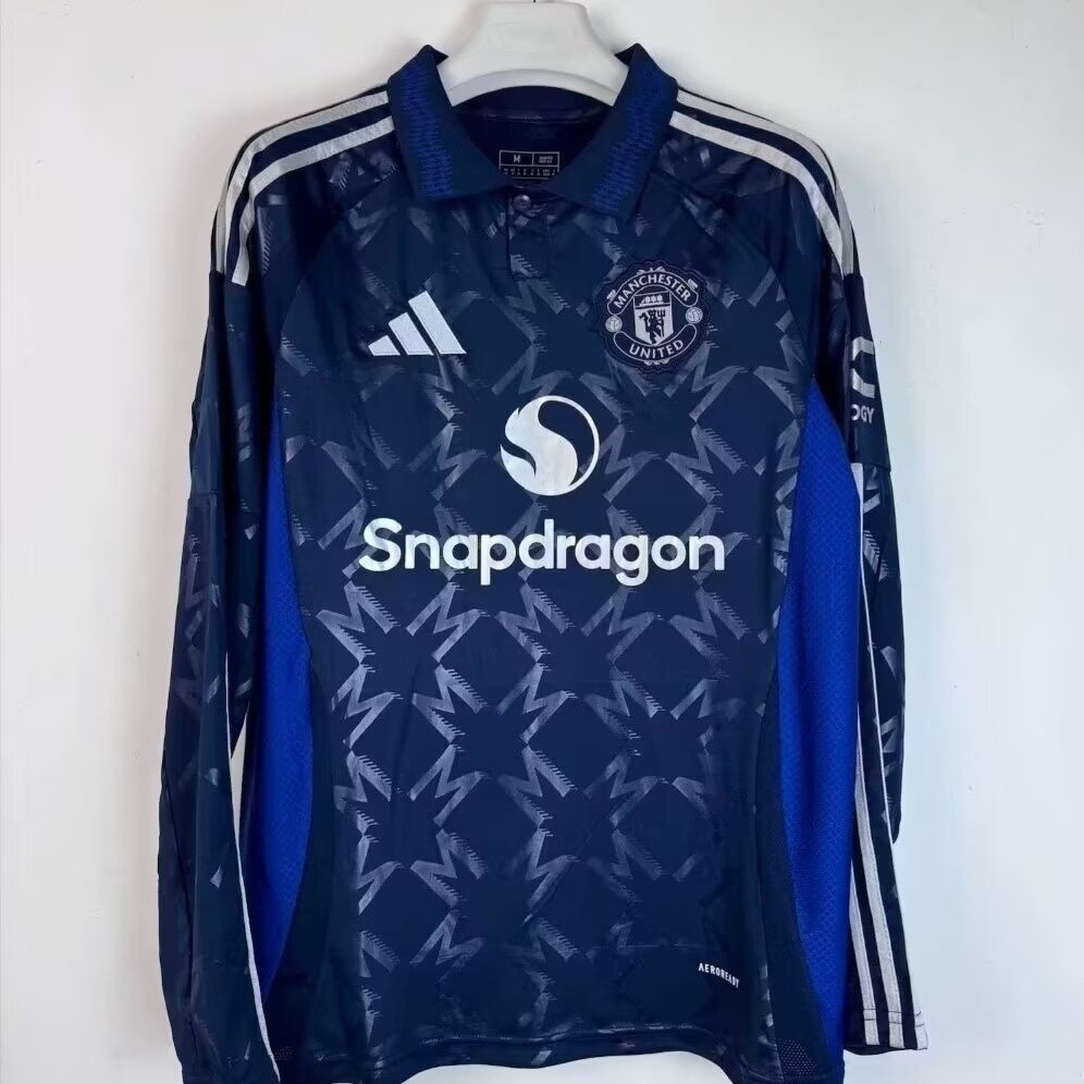 24 ~ 25 Manchester United Away Jersey Sepak Bola Pria Seragam Olahraga Kasual Lengan Panjang