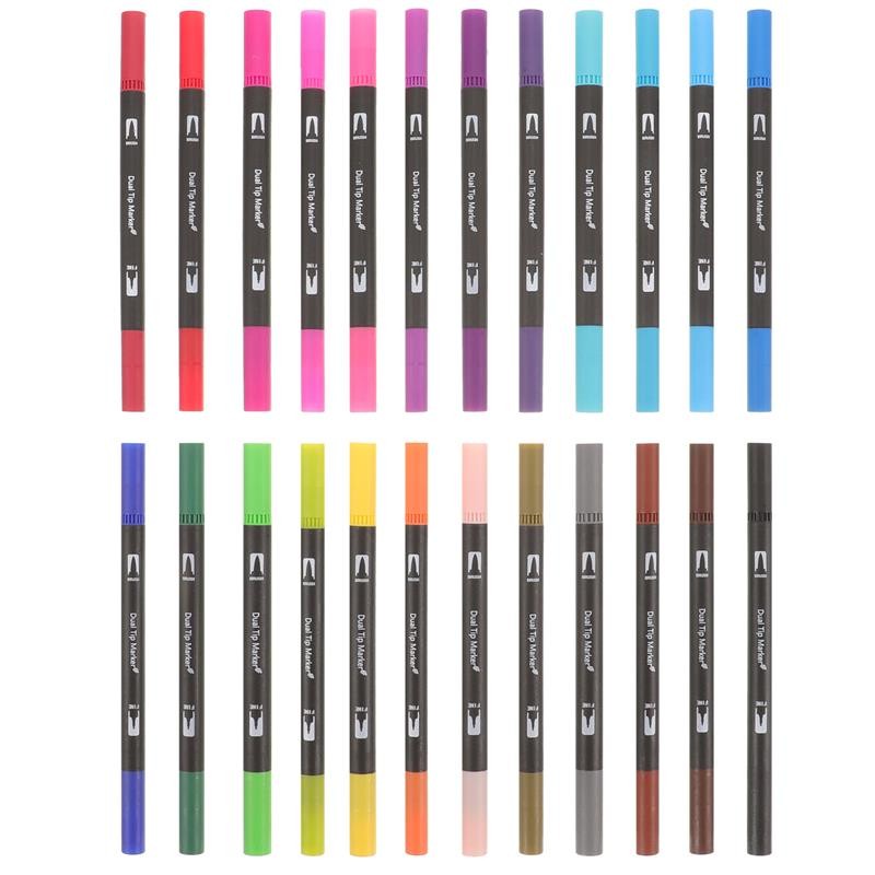 

24 Pcs Double Ended Marker Pen Paint Markers Pens Drawing Thin Felt Tip Adults Kit for Journaling Bicuspid