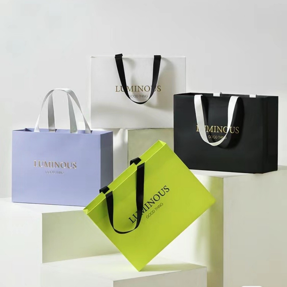

Wholesales 500pcs/Lot Customized Logo Paper Bags High Quality Luxury For Packaging Shopping Clothing Jewelry Gift Present