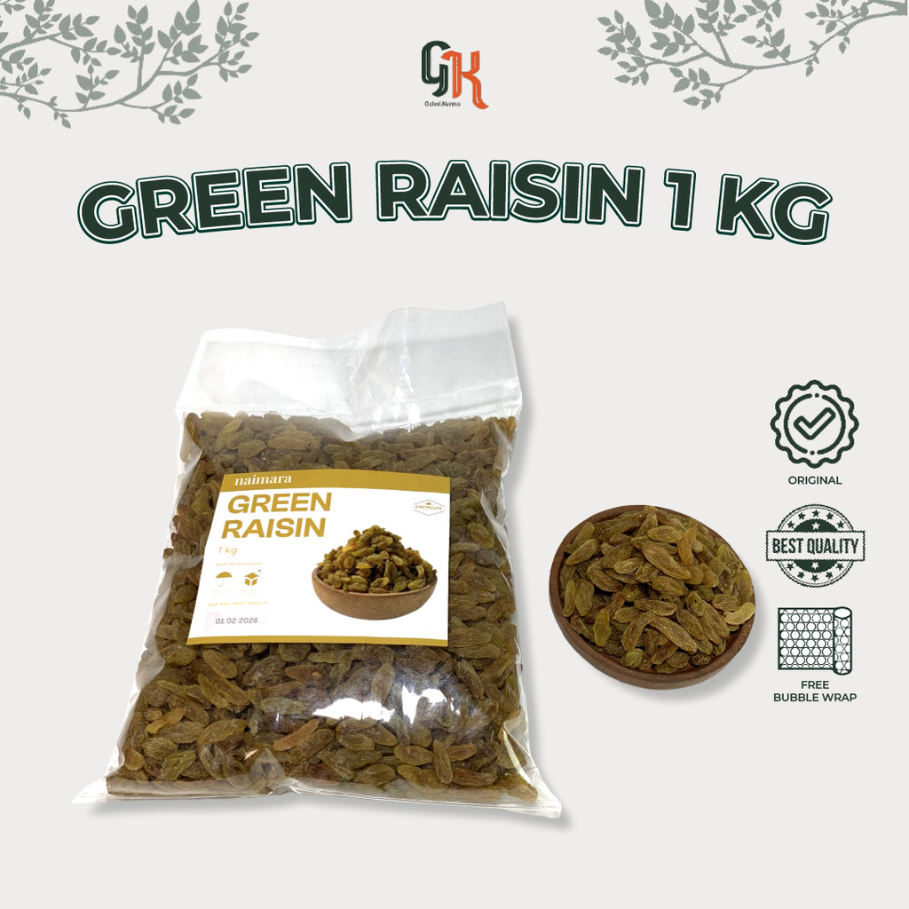 

KISMIS RAISIN HIJAU PREMIUM QUALITY KEMASAN 1KG KISMIS GREEN RAISIN