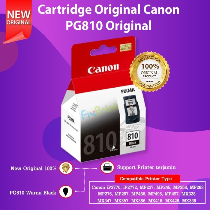 FixPrint Cartridge Tinta Canon PG810 PG-810 810 Printer MX366 MX416 MX426 MP287