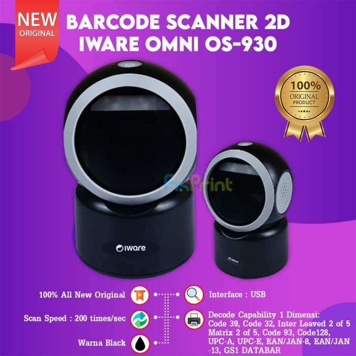 FixPrint IWARE Barcode Scanner OS930 OMNI IMAGER 2D QR CODE-E-FAKTUR USB OS 930