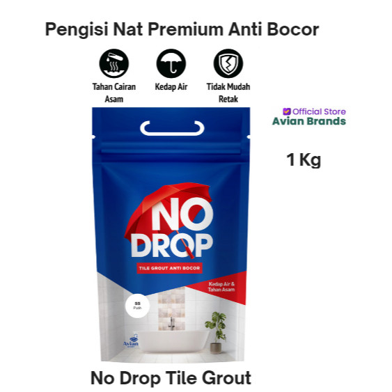 NO DROP SEMEN NAT ANTI BOCOR 1KG LANTAI KERAMIK GRANIT BAK KAMAR MANDI WASTAFEL